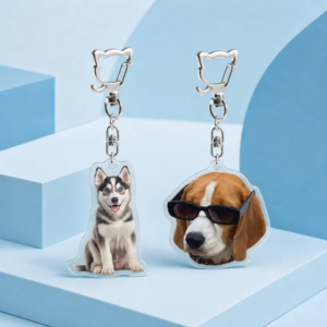 VIPpaw Personalized Pet Portrait Keychain Charm - Custom Acrylic Keyring, Pet Memorial & Parent Gift
