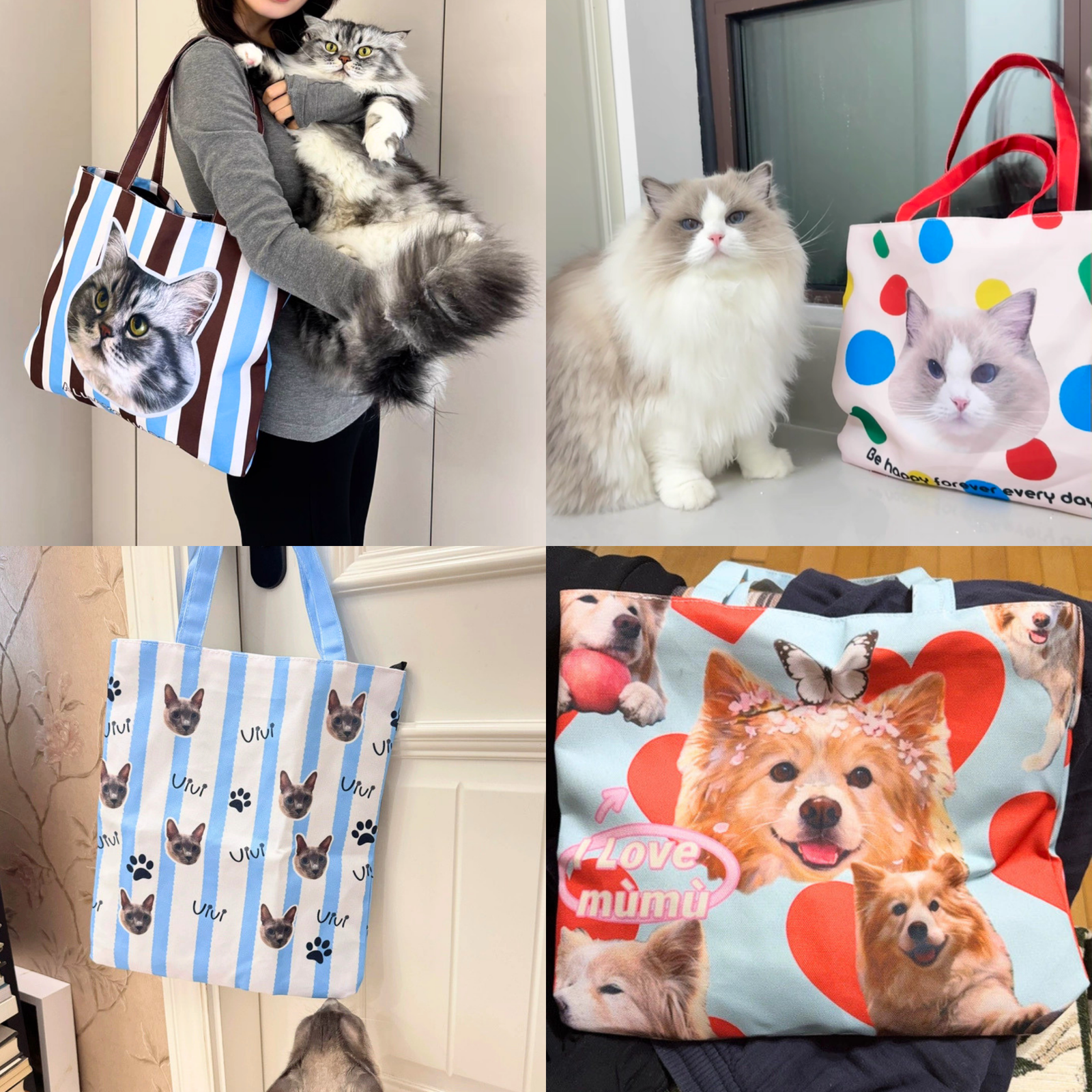 VIPpaw Custom Pet Portrait Canvas Tote Bag - Heavy-Duty Personalized Pet Lover Gift, Everyday Carry - Image 2