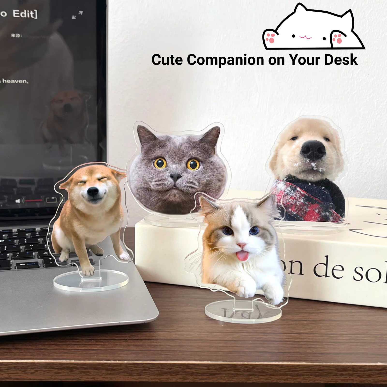 VIPpaw Custom Pet Portrait Acrylic Standee Figurine - Clear Personalized Desktop Decor, Pet Lover Gift - Image 3