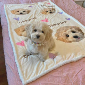 VIPpaw Custom Pet Portrait Fleece Blanket - Ultra-Soft Personalized Plush Throw for Couch & Bedroom