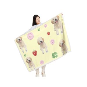 Custom Pet Portrait Blanket on white background, 2000x2000