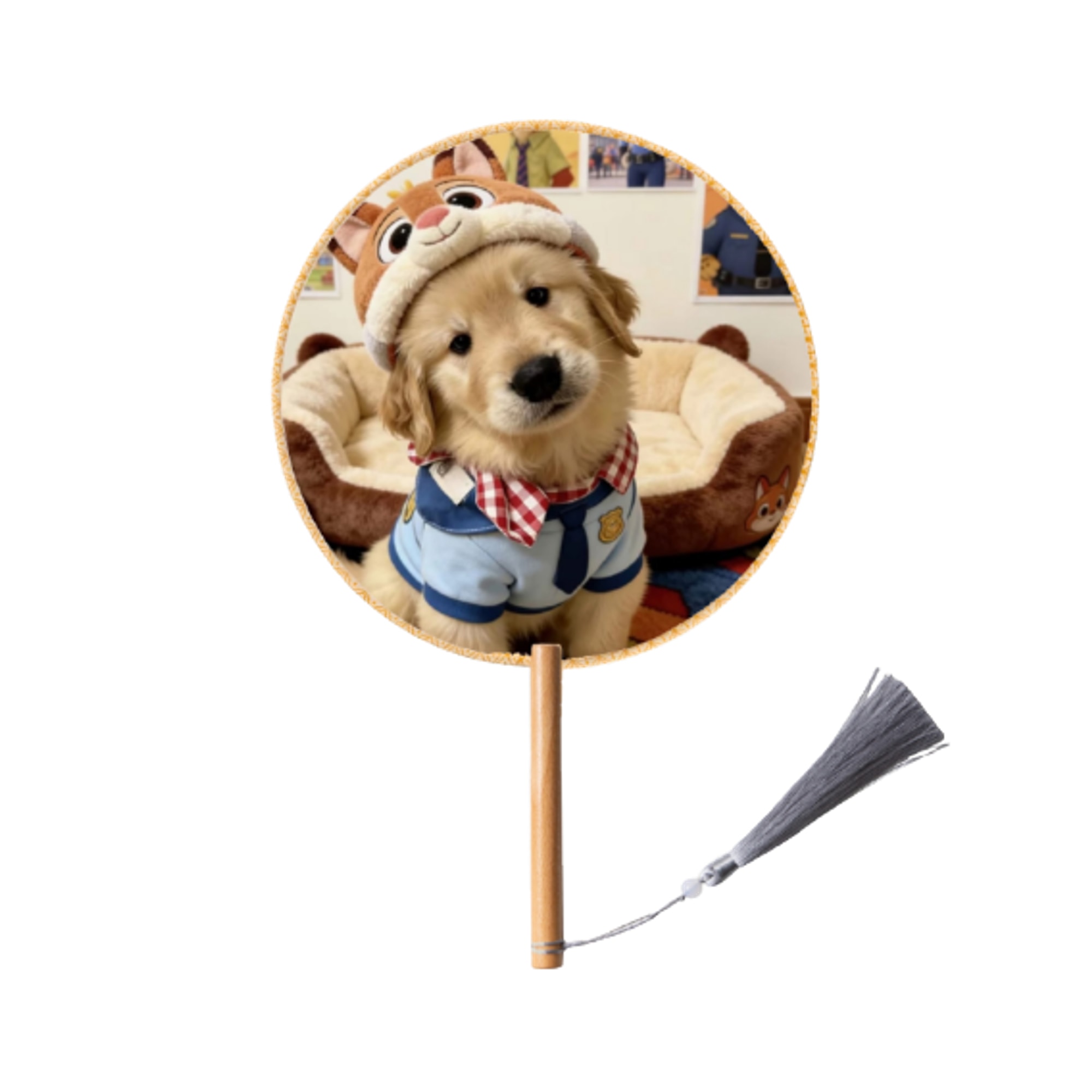 Custom Pet Photo Hand Fan on white background, 2000x2000
