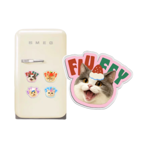 VIPpaw Custom Pet Portrait Glossy Fridge Magnet - High-Shine Personalized Kitchen Decor & Souvenir