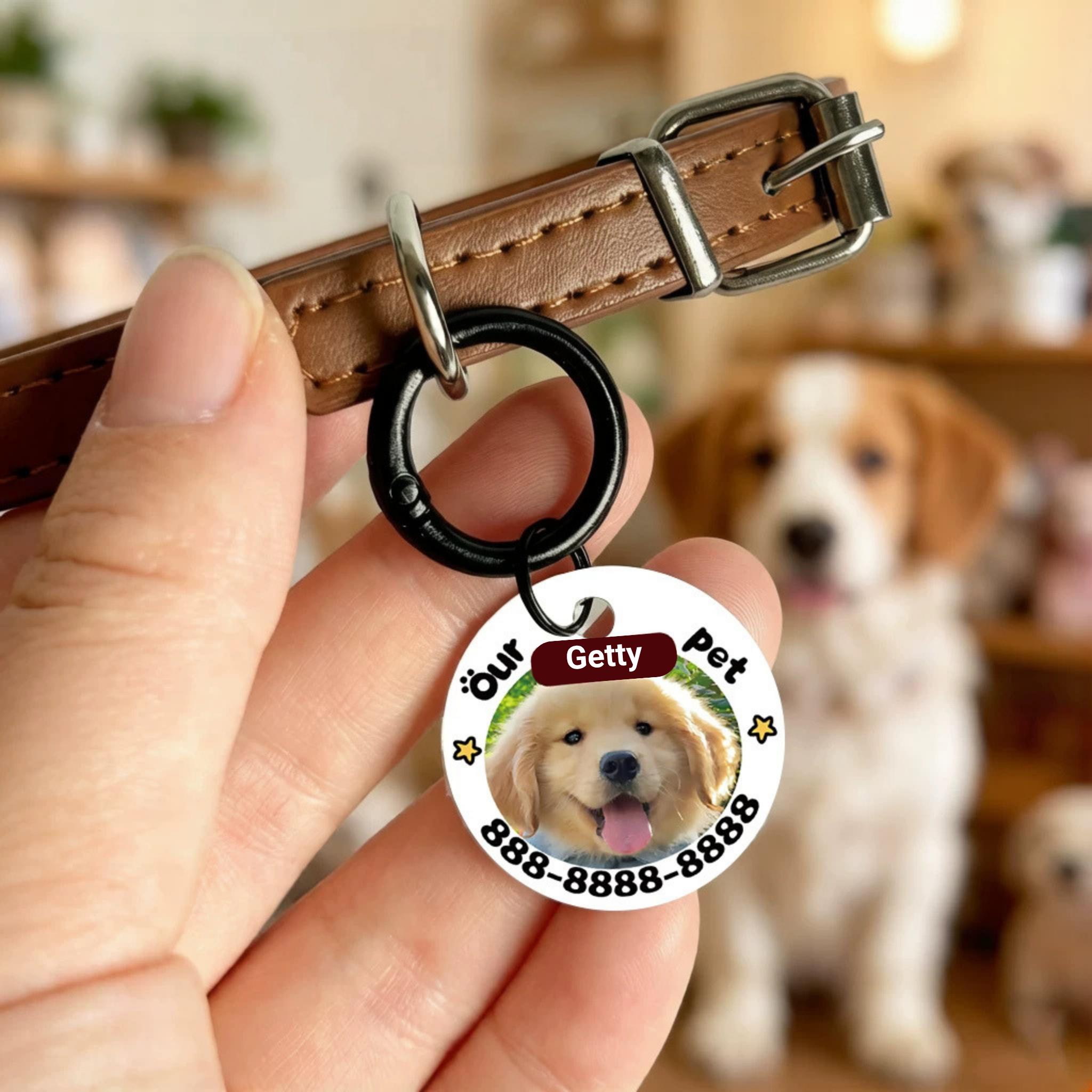 VIPpaw Personalized Pet ID Tag - Custom Engraved Portrait Collar Tag, Style Meets Safety